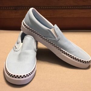 Vans Classic Slip On - check Foxing in Cool Blue - size 8.5 Women’s - New